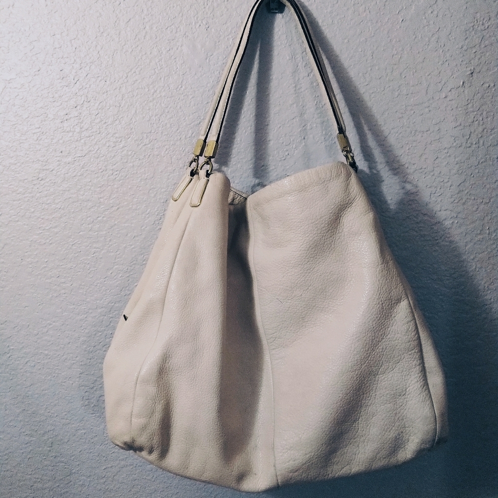 White Leather Coach Hobo Purse